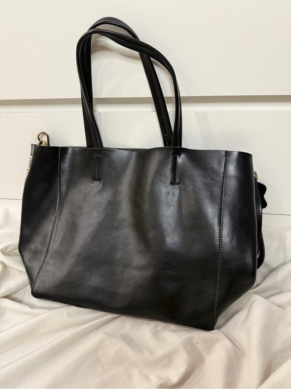 Black Genuine Leather Tote Bag / Shopper